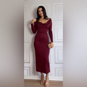 Zara Burgundy Midi Dress